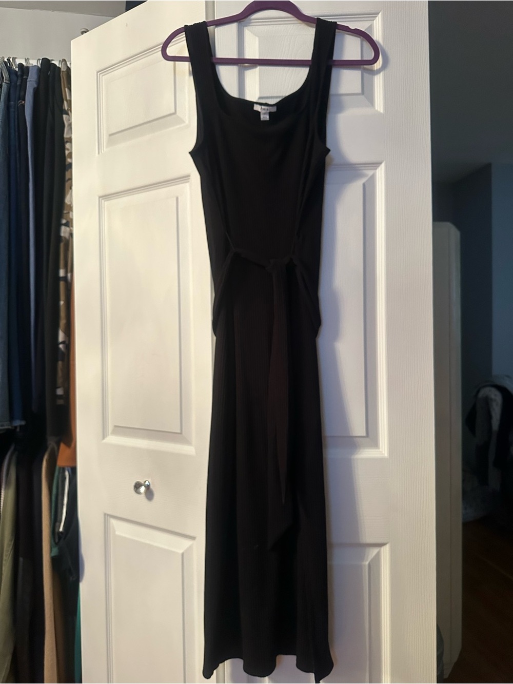 Bar III Black Sleeveless Maxi Dress with Waist Tie Detail